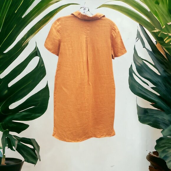 Anthropologie Maeve Dress 100% Linen Lace Up Front Pockets Size 0 Fall - Picture 9 of 16